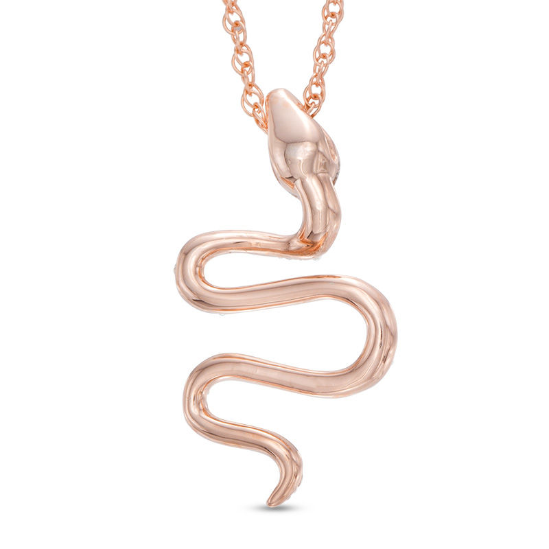 Main Image 2 of 1/10 CT. T.W. Diamond Snake Pendant in 10K Rose Gold