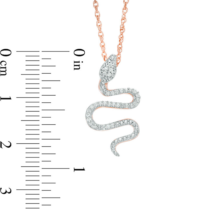 Main Image 3 of 1/10 CT. T.W. Diamond Snake Pendant in 10K Rose Gold
