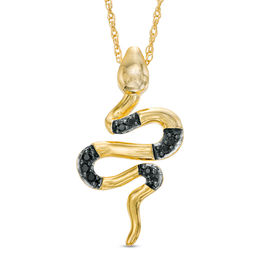 1/15 CT. T.W. Black Diamond Snake Pendant in 10K Gold