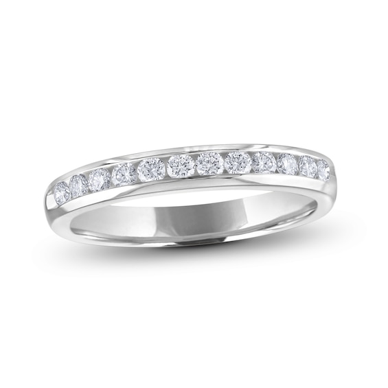 1/2 CT. T.w. Certified Diamond Channel Anniversary Band in 14K White Gold (I/Si2)