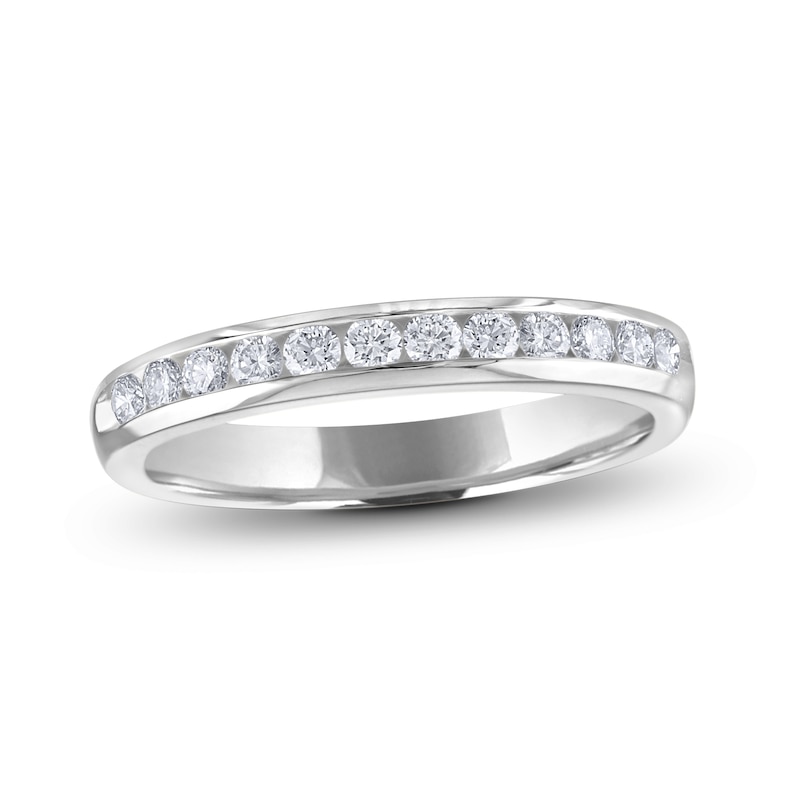 1/2 CT. T.W. Certified Diamond Channel Anniversary Band in 14K White Gold (I/SI2)