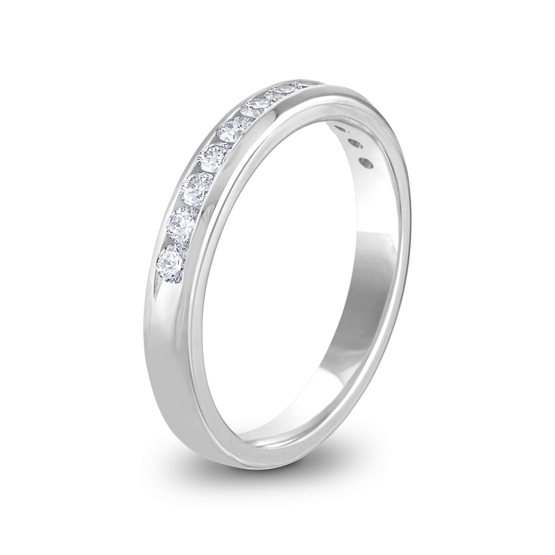 1/2 CT. T.W. Certified Diamond Channel Anniversary Band in 14K White Gold (I/SI2)