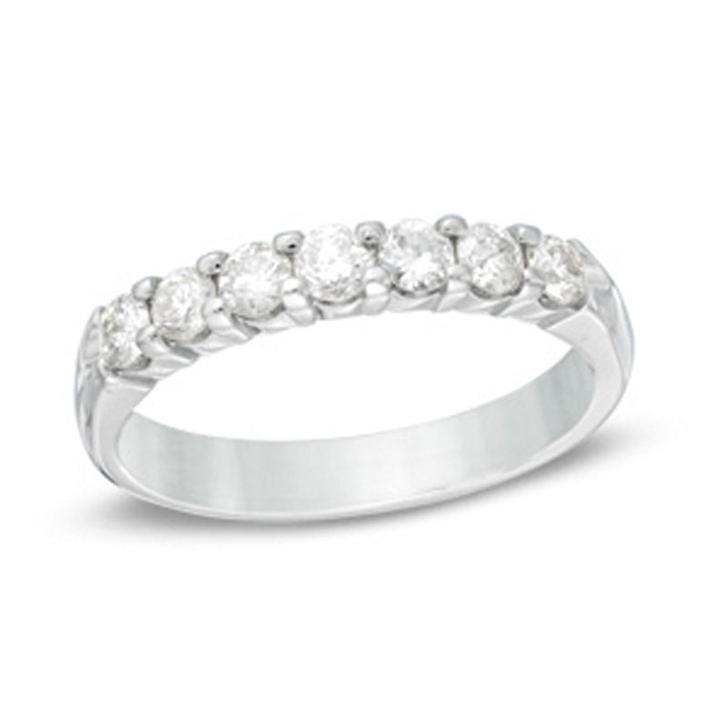 1/4 CT. T.W. Certified Diamond Seven Stone Anniversary Band in 14K White Gold (I/SI2)
