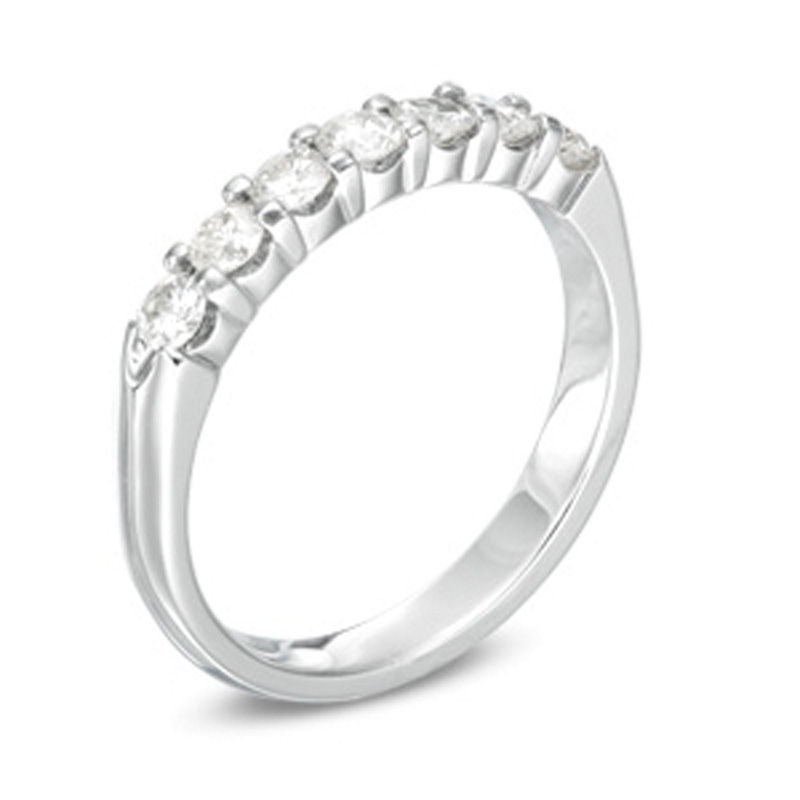 1/4 CT. T.W. Certified Diamond Seven Stone Anniversary Band in 14K White Gold (I/SI2)