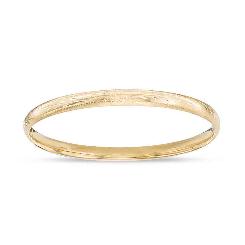 5.0mm Engraved Florentine Bangle in Hollow 14K Gold