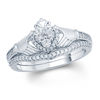 Thumbnail Image 0 of 1/3 CT. T.W. Diamond Claddagh Bridal Set in 10K White Gold