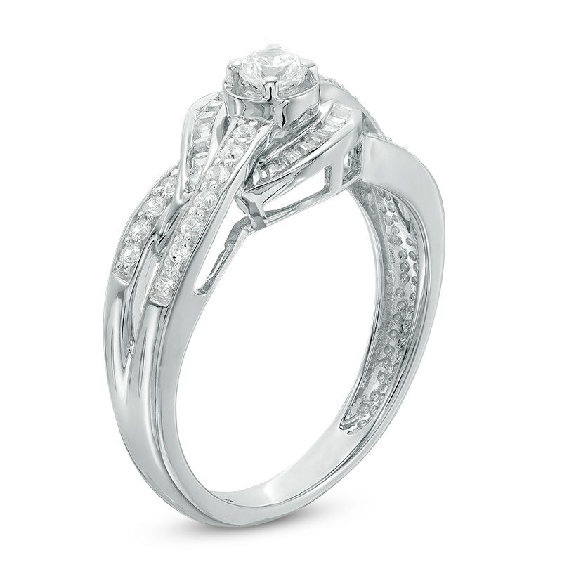 Main Image 2 of 1/2 CT. T.W. Diamond Crossover Engagement Ring in 10K White Gold