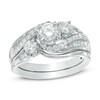 Thumbnail Image 1 of 1 CT. T.W. Diamond Swirl Bridal Set in 14K White Gold