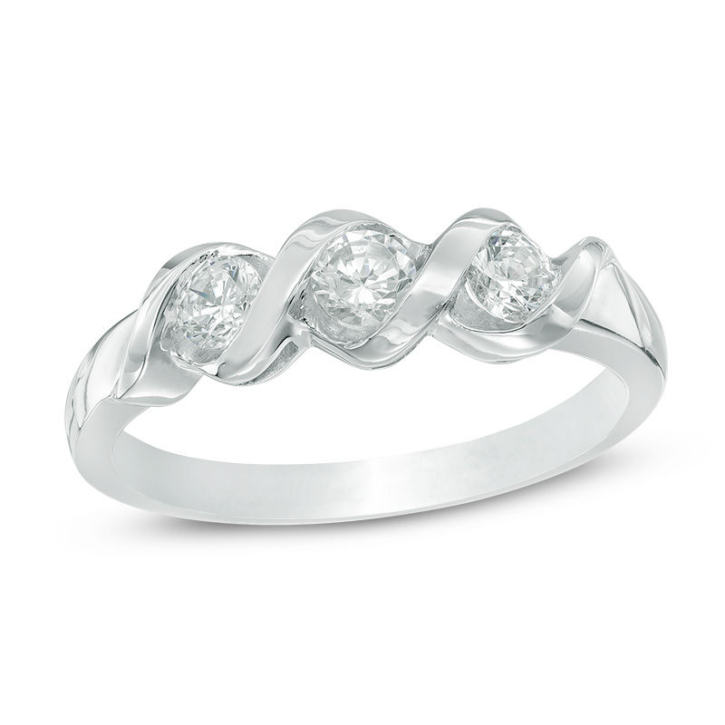 Main Image 1 of 1/2 CT. T.W. Diamond Three Stone Anniversary Band in 14K White Gold