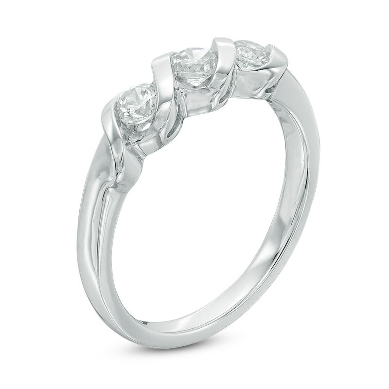 Main Image 2 of 1/2 CT. T.W. Diamond Three Stone Anniversary Band in 14K White Gold