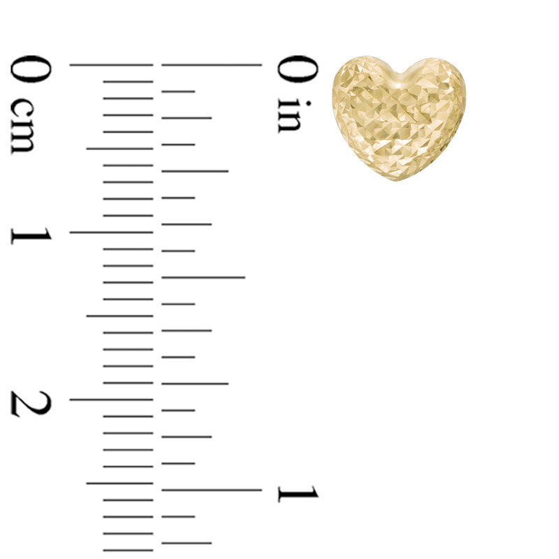 Diamond-Cut Puffed Heart Stud Earrings in 14K Gold