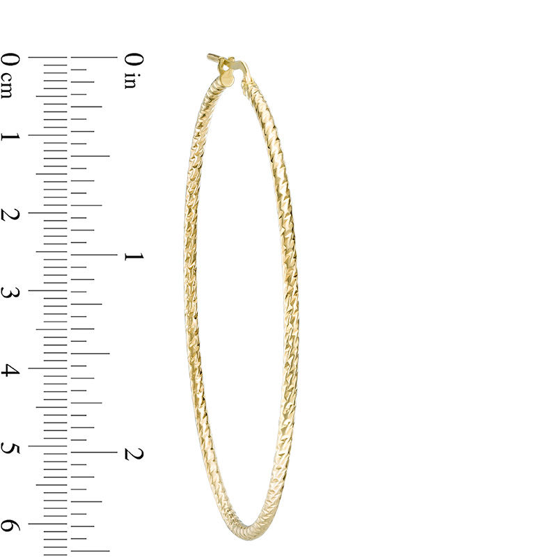 Main Image 2 of 60.0mm Textured Hoop Earrings in 14K Gold