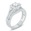 Thumbnail Image 2 of 1 CT. T.W. Diamond Cushion Frame Vintage-Style Bridal Set in 10K White Gold