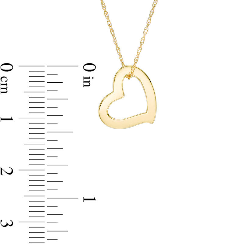 Tilted Heart Pendant in 14K Gold