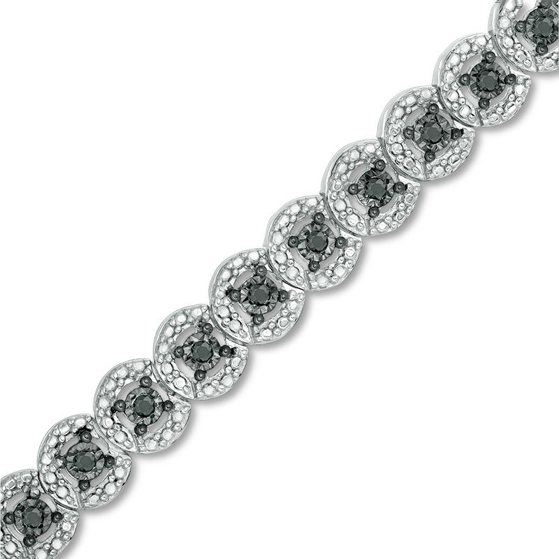 Main Image 1 of 1/2 CT. T.W. Black Diamond Tennis Bracelet in Sterling Silver - 7.5"