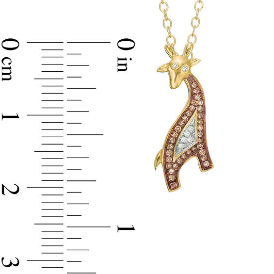 1/10 CT. T.w. Champagne and White Diamond Giraffe Pendant in Sterling Silver with Yellow Rhodium