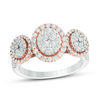 Thumbnail Image 1 of 1 CT. T.W. Composite Diamond Three Stone Oval Frame Ring in 10K Two-Tone Gold