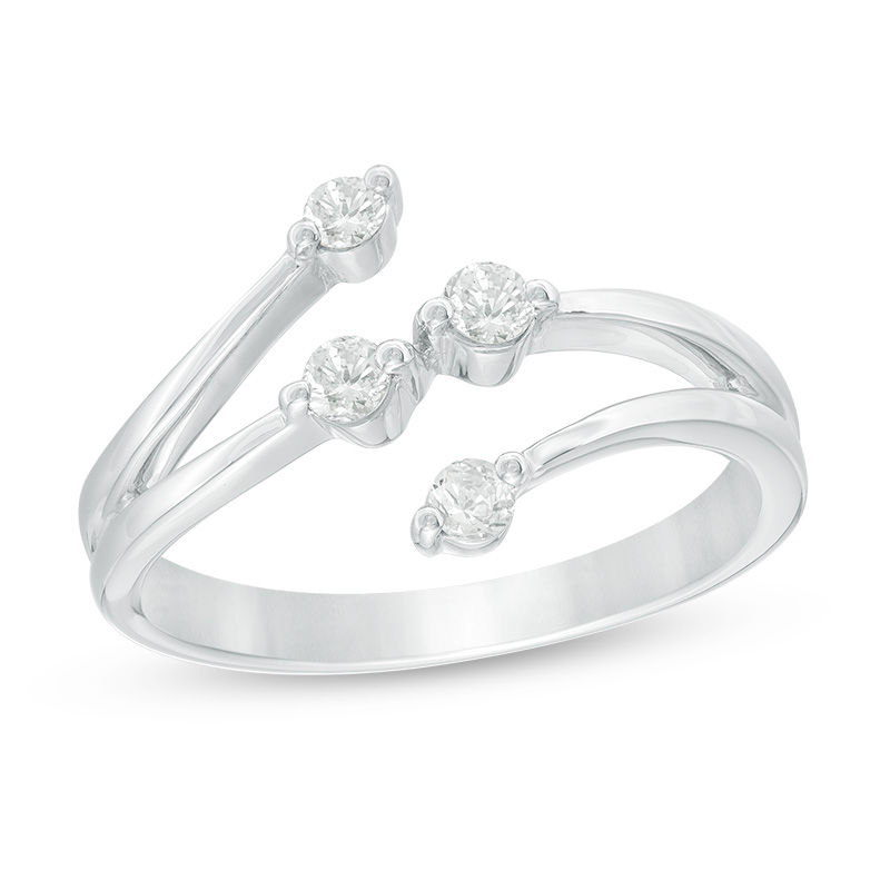 Main Image 1 of 1/4 CT. T.W. Diamond Four Stone Bypass Ring in 10K White Gold