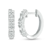 Thumbnail Image 0 of 1/2 CT. T.W. Baguette and Round Quad Diamond Alternating Hoop Earrings in 10K White Gold