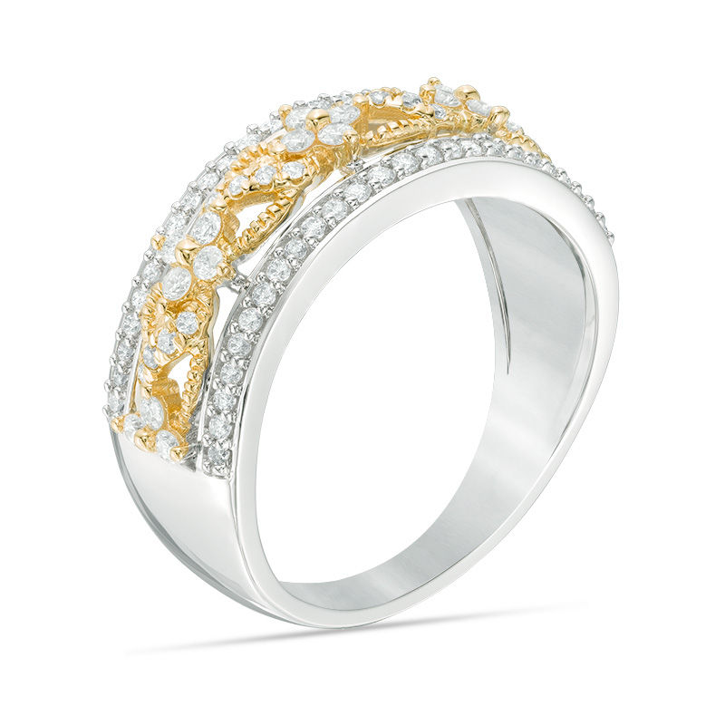 Main Image 2 of 1/2 CT. T.W. Diamond Swirl Ring in 10K Two-Tone Gold