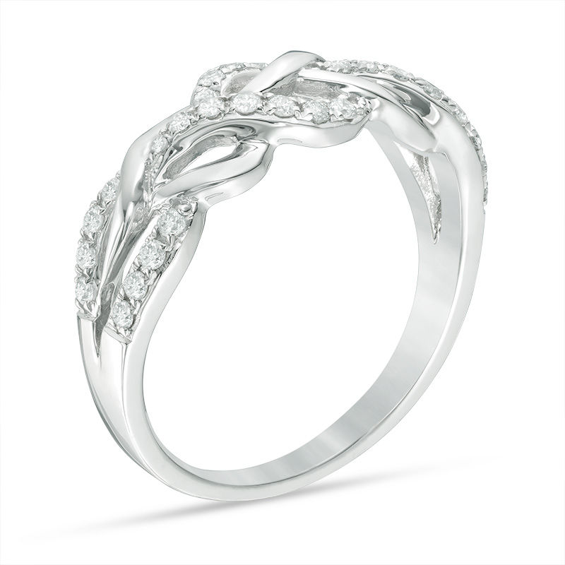 Main Image 2 of 1/3 CT. T.W. Diamond Braid Ring in 10K White Gold