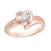 Thumbnail Image 0 of 1/10 CT. T.W. Diamond Heart Ring in 10K Rose Gold