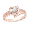 Thumbnail Image 1 of 1/10 CT. T.W. Diamond Heart Ring in 10K Rose Gold