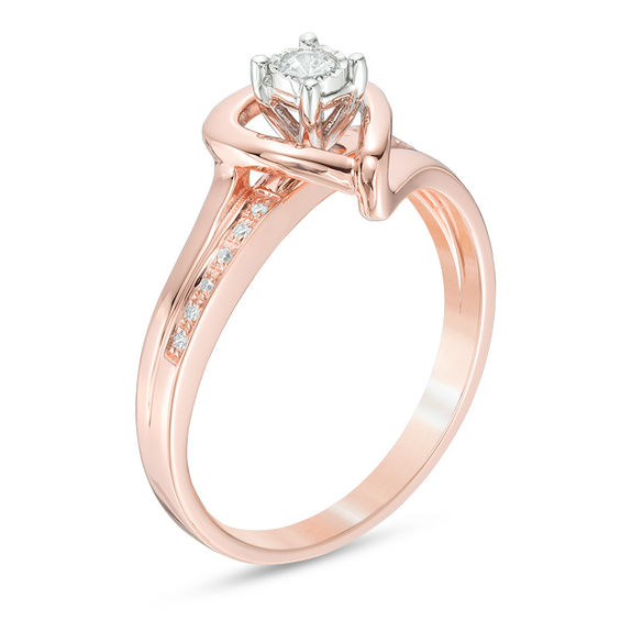 1/10 CT. T.w. Diamond Heart Ring in 10K Rose Gold