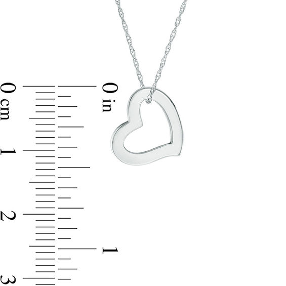 Tilted Heart Pendant in 14K White Gold