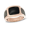 Thumbnail Image 0 of Men's Cushion-Cut Onyx Ring in 10K Rose Gold with Black Rhodium