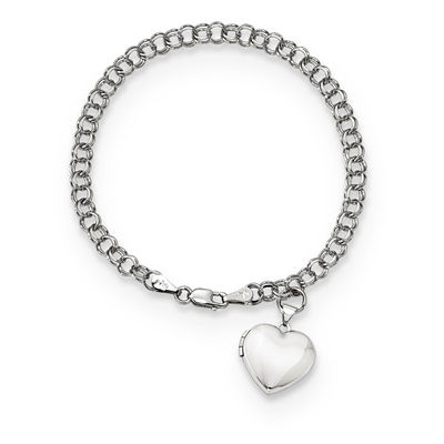 Love Heart & Puffy Heart Sterling Silver Ball Bead Bracelet Set of 3 Open Heart 