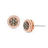 Thumbnail Image 1 of 1/4 CT. T.W. Champagne and White Multi-Diamond Frame Stud Earrings in 10K Rose Gold