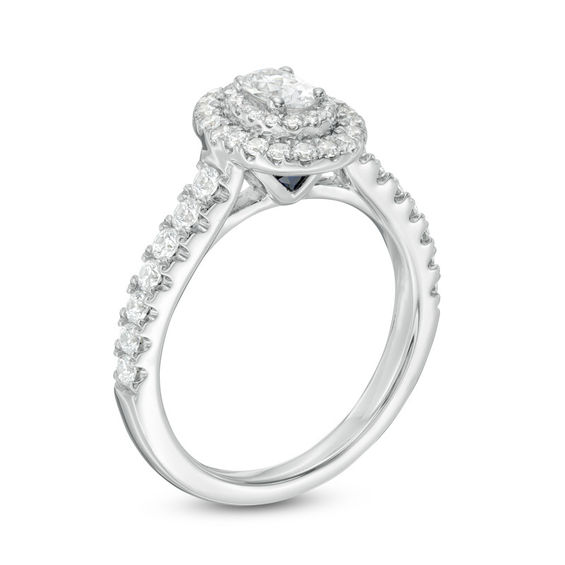 Vera Wang Love Collection 3/4 CT. T.w. Oval Diamond Double Frame Engagement Ring in 14K White Gold