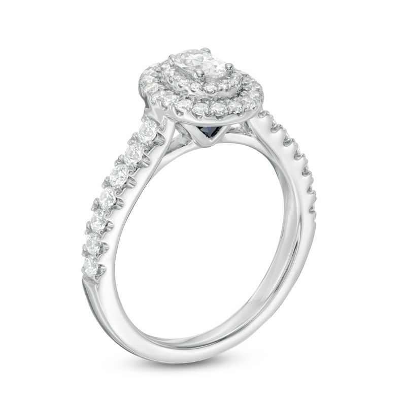 Main Image 2 of Vera Wang Love Collection 3/4 CT. T.W. Oval Diamond Double Frame Engagement Ring in 14K White Gold