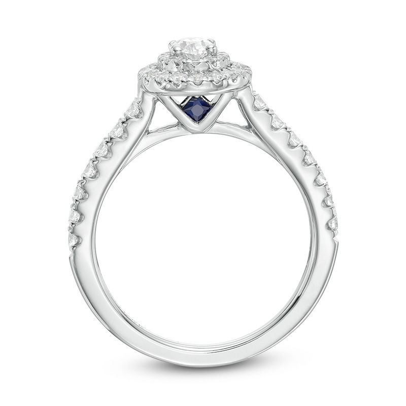 Main Image 3 of Vera Wang Love Collection 3/4 CT. T.W. Oval Diamond Double Frame Engagement Ring in 14K White Gold