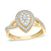 Thumbnail Image 0 of 1/4 CT. T.W. Composite Diamond Teardrop Frame Twist Vintage-Style Ring in 10K Gold