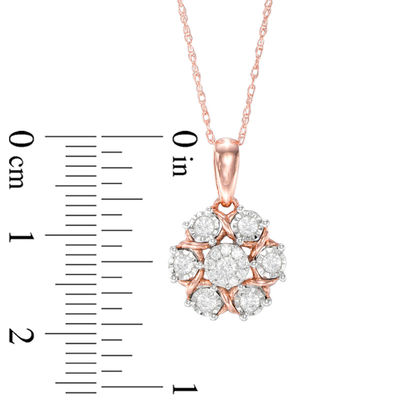 1 4 Ct T W Diamond Flower Pendant In 10k Rose Gold Zales - Diamond Flower Pendant