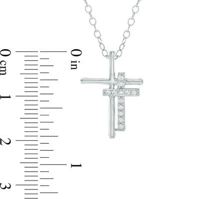 1 8 Ct T W Diamond Double Cross Pendant In Sterling Silver Zales - Double Cross Pendant 1 8 Ct T W Diamond Double Cross Pendant In Sterling Silver Zales - Double Cross Pendant