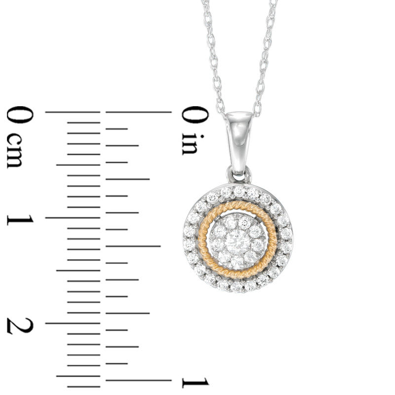 1/4 CT. T.W. Composite Diamond Frame Pendant in 10K White Gold and Yellow Rhodium