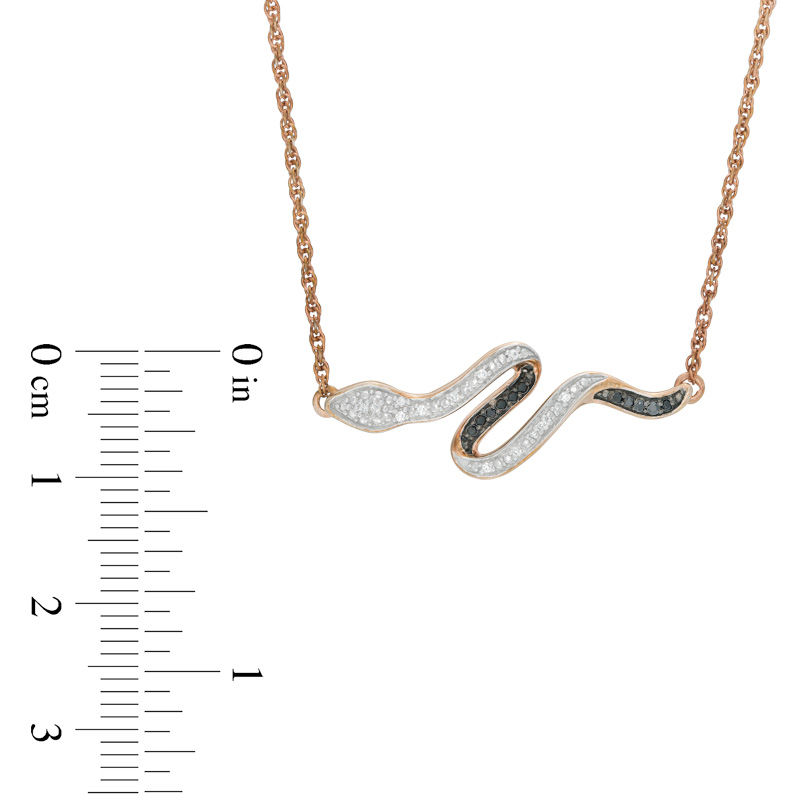 Enhanced Black and White Diamond Accent Snake Necklace in 10K Rose Gold