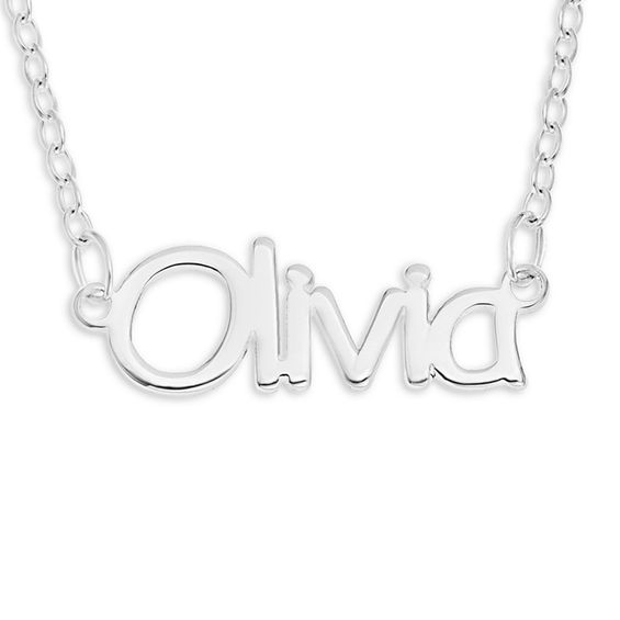 Name Necklace in Sterling Silver (10 Characters) - 16" Name Necklace in Sterling Silver (10 Characters) - 16"