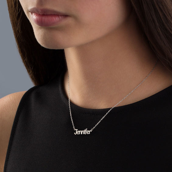 Name Necklace in Sterling Silver (10 Characters) - 16" Name Necklace in Sterling Silver (10 Characters) - 16"