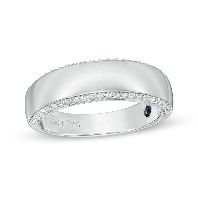 Main Image 1 of Vera Wang Men's 3/8 CT. T.W. Diamond Edge Wedding Band in 14K White Gold