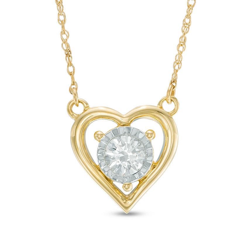 Main Image 1 of 1/5 CT. Diamond Solitaire Heart Pendant in 10K Gold