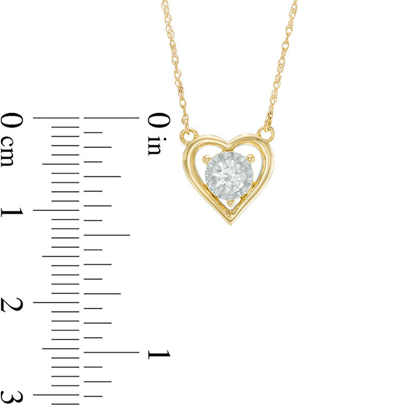 Main Image 2 of 1/5 CT. Diamond Solitaire Heart Pendant in 10K Gold