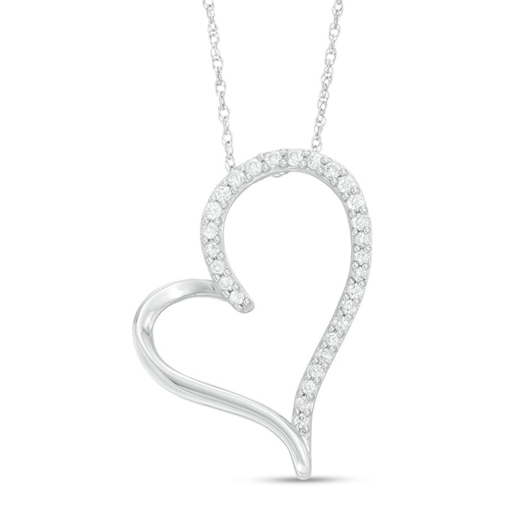 1/6 CT. T.w. Diamond Heart Pendant in 10K White Gold
