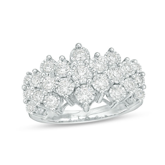 1 CT. T.w. Diamond Composite Pyramid Ring in 10K White Gold