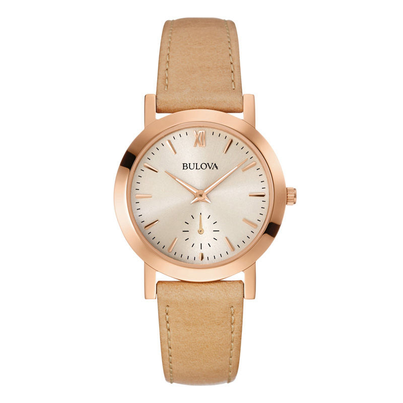 Main Image 1 of Ladies' Bulova Classic Rose-Tone Strap Watch with White Dial (Model: 97L146)
