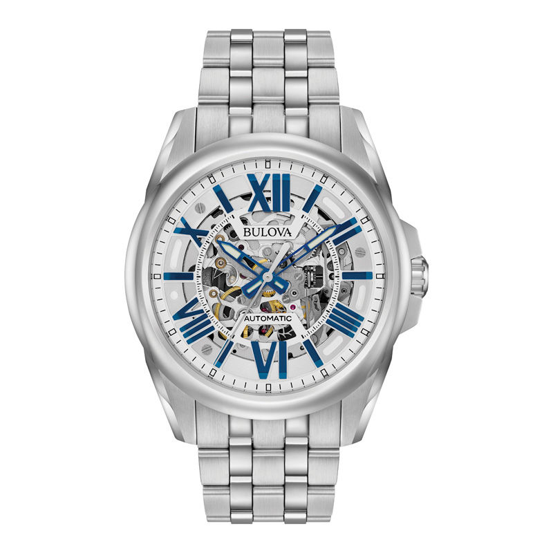 Men's Bulova Sutton Automatic Watch with Silver-Tone Skeleton Dial (Model: 96A187)