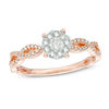 Thumbnail Image 1 of 3/8 CT. T.W. Diamond Frame Twist Shank Engagement Ring in 10K Rose Gold